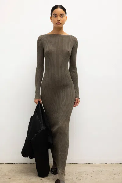 Leset Pre-order: Blake Rib Long Sleeve Maxi In Green