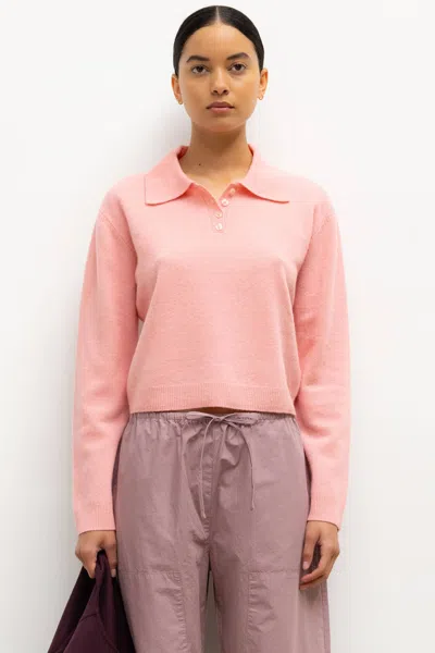 Leset Jesse Wool Polo Sweater In Pink