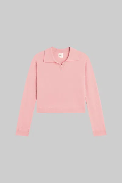Leset Jesse Wool Polo Sweater In Pink