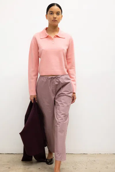 Leset Jesse Wool Polo Sweater In Pink