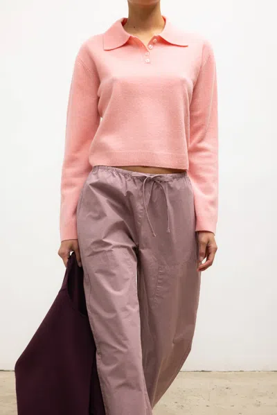 Leset Jesse Wool Polo Sweater In Pink