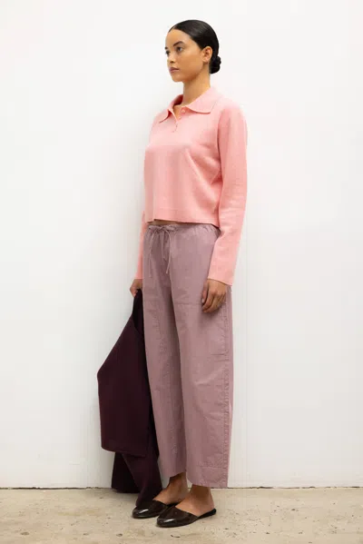 Leset Jesse Wool Polo Sweater In Pink