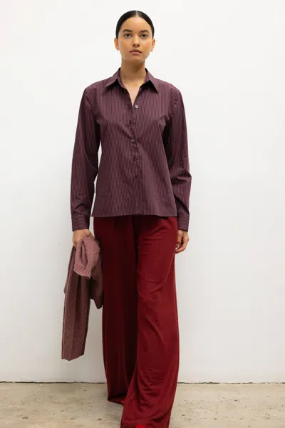 Leset Yoshi Stripe Slim Fit Button Down Shirt In Blue