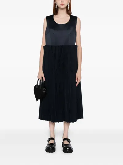 Comme Des Garçons Pleated Dress In Blue