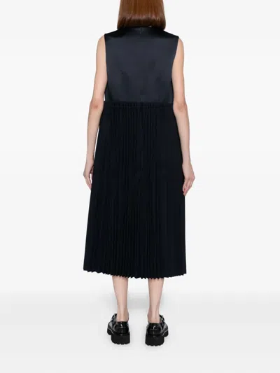 Comme Des Garçons Pleated Dress In Blue