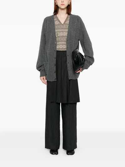 Bless Sphere-pad Cardigan In Gray