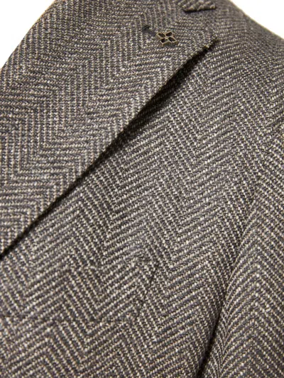 Tagliatore Herringbone-pattern Jacket In Gray