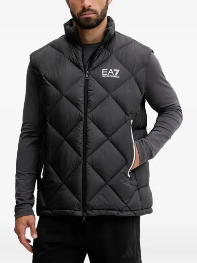 Ea7 Downjacket With Logo Print In Multi