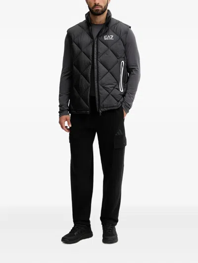 Ea7 Downjacket With Logo Print In Multi