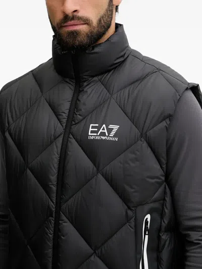 Ea7 Downjacket With Logo Print In Multi