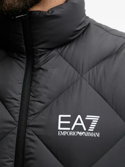 Ea7 Downjacket With Logo Print In Multi