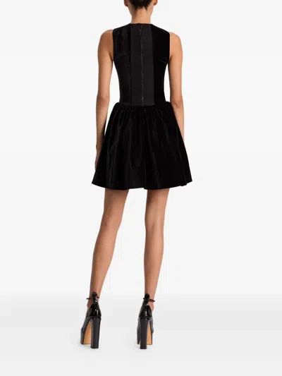 Alice And Olivia Ella Embellished-heart Mini Dress In Black