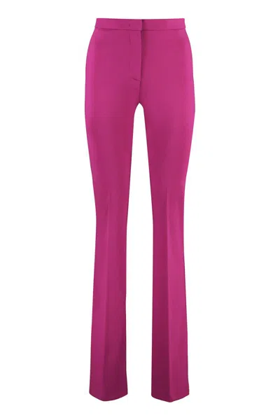 Pinko Hulka Flared Viscose Trousers In Pink