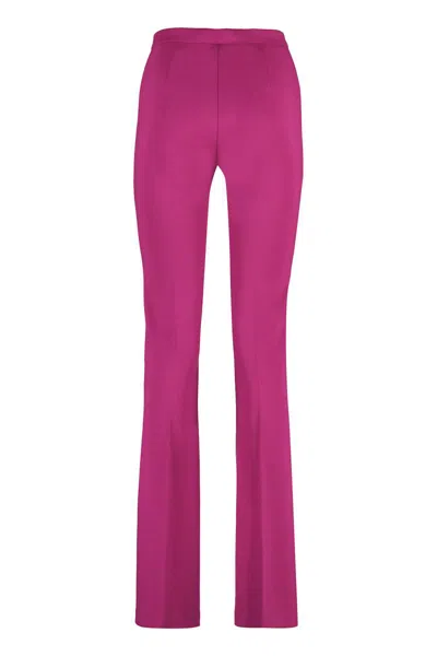 Pinko Hulka Flared Viscose Trousers In Pink