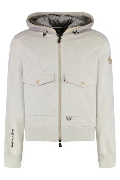 Moncler Grenoble Men Padded Wool Zip-up Hooded Jacket In Gray