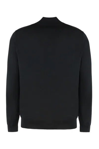 Hugo Boss Boss Sweater With Zipper In Virgin Wool In Black