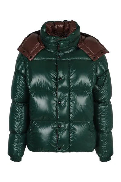 Moncler Parana Glossy Hooded Short Down Jacket Clothing In Green