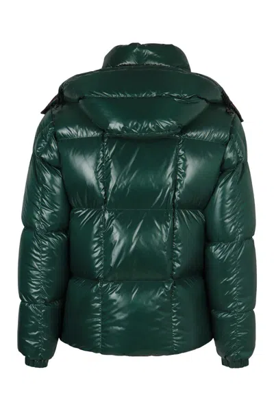 Moncler Parana Glossy Hooded Short Down Jacket Clothing In Green