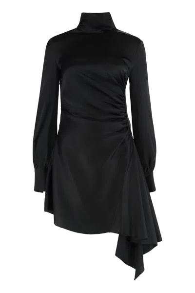 Les Filles D'eva Ruffled High-collar Mini Dress In Black