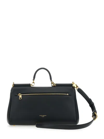 Dolce & Gabbana Black Handbag With Padlock Detail And Adjustable And Removable Shoulder Strap In Leather Woman In Black