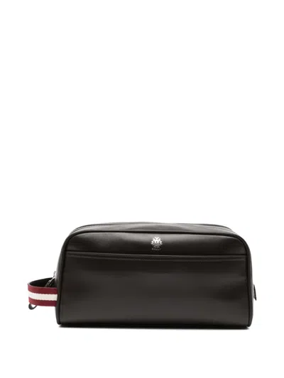 Bally Logo Leather Clutch Bag In Black