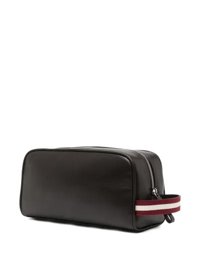 Bally Logo Leather Clutch Bag In Black