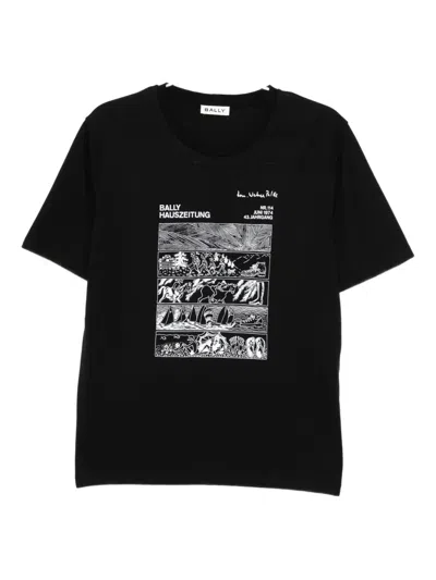 Bally Graphic-print Cotton T-shirt In Black