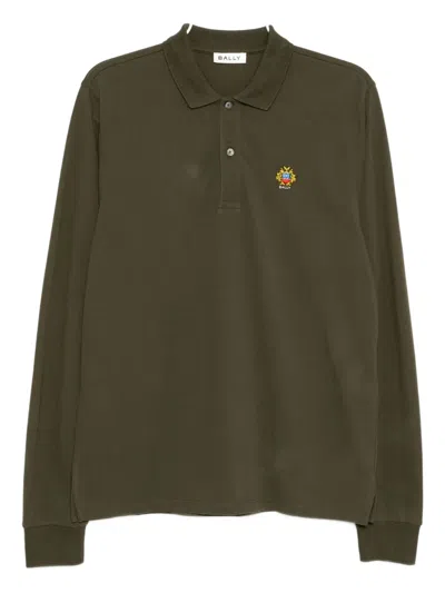 Bally Embroidered-logo Cotton Polo Shirt In Green