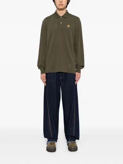 Bally Embroidered-logo Cotton Polo Shirt In Green