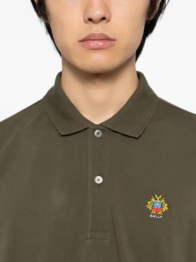 Bally Embroidered-logo Cotton Polo Shirt In Green