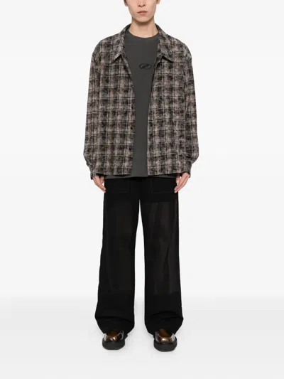 We11 Done Plaid Buttoned T-shirt In Brown