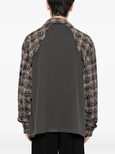 We11 Done Plaid Buttoned T-shirt In Brown