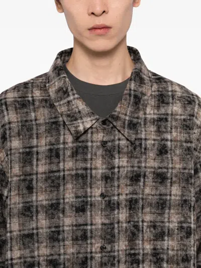 We11 Done Plaid Buttoned T-shirt In Brown