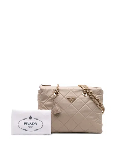 Pre-owned Prada 2013-2025 Medium Re-nylon Re-edition 1995 Chaine Shoulder Bag In Brown