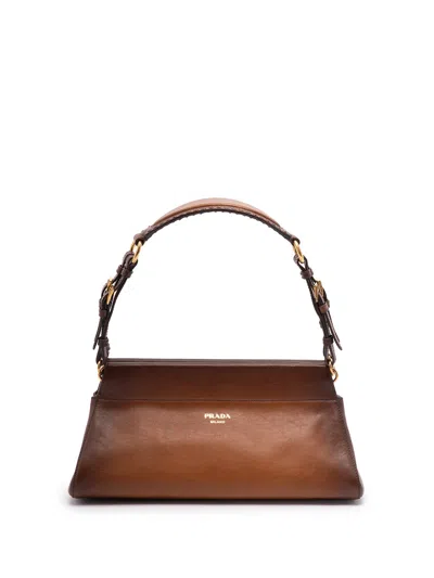 Prada Leather Shoulder Bag In Brown