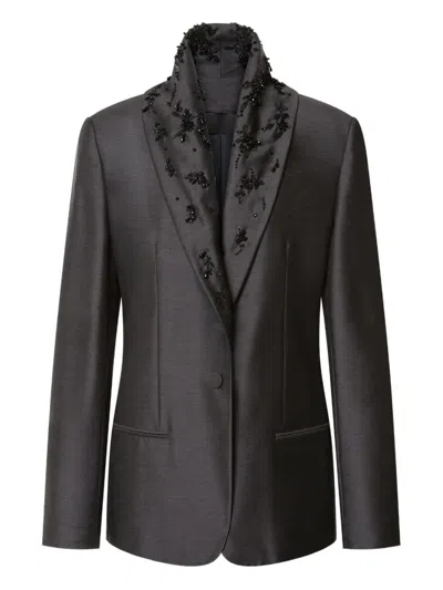 Alberta Ferretti Alberta Ferreti Brown Wool Silk Blazer In Black