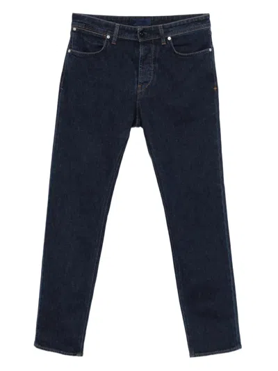 Stone Island Blue Jeans With Belt Loops And Logo Patch On The Rear In Denim Man In Blue