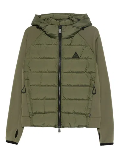 Moncler Logo-patch Quilted Jacket In Green