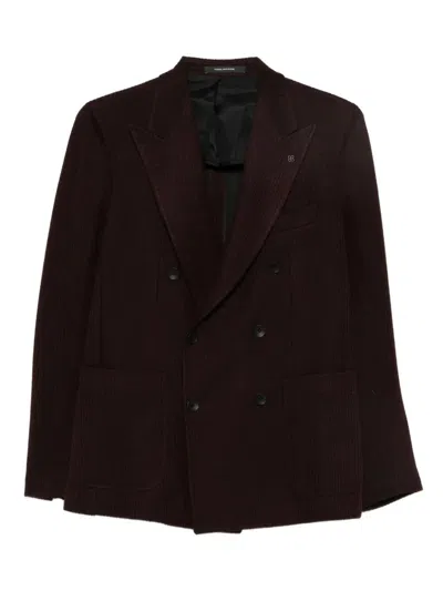 Tagliatore Double-breasted Blazer In Brown