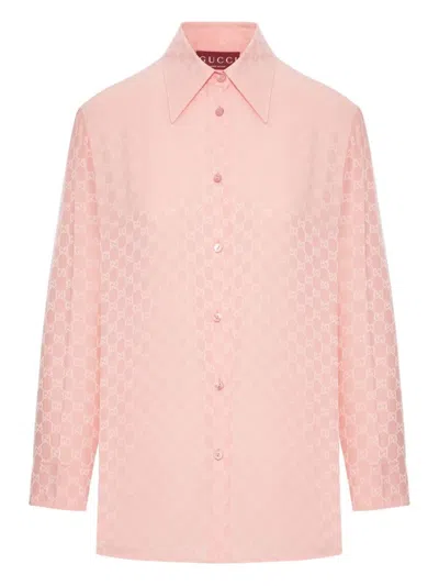 Gucci Long Sleeve Shirt Regular Collar In Pink