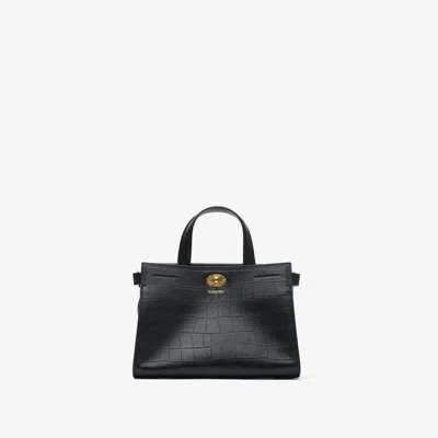 Burberry Cotswolds Crocodile-effect Mini Tote Bag In Black