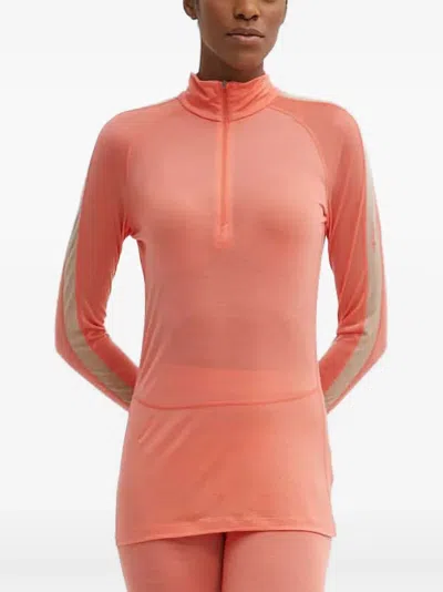Icebreaker Zip Striped Top In Orange