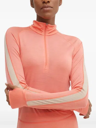 Icebreaker Zip Striped Top In Orange
