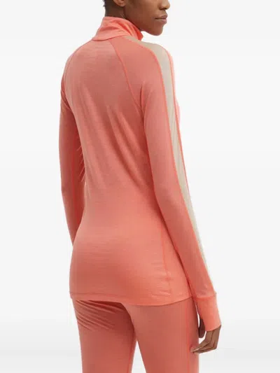 Icebreaker Zip Striped Top In Orange