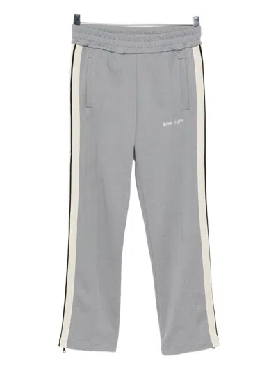 Palm Angels Logo-embroidered Trousers In Gray