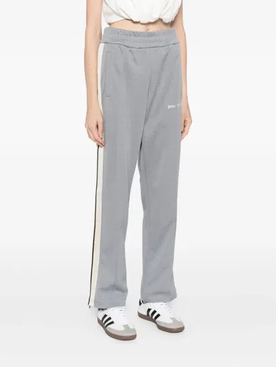 Palm Angels Logo-embroidered Trousers In Gray