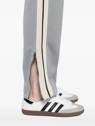 Palm Angels Logo-embroidered Trousers In Gray