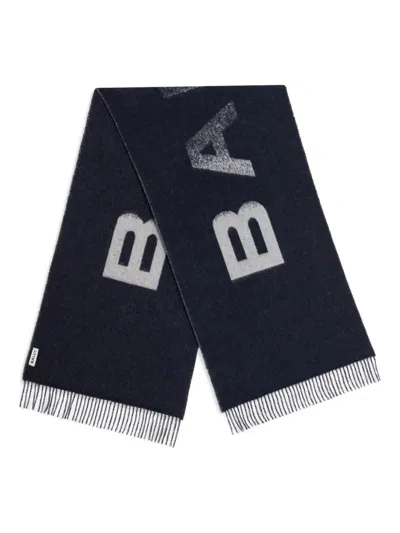 Bally Gradient-effect Fringed-hem Scarf In Blue
