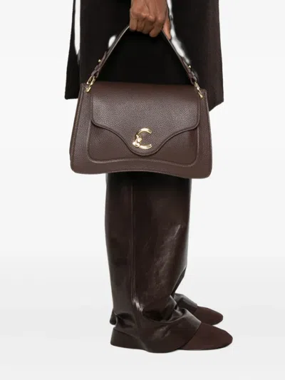 Coccinelle Logo-plaque Leather Tote Bag In Brown