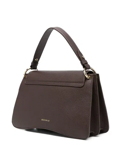 Coccinelle Logo-plaque Leather Tote Bag In Brown